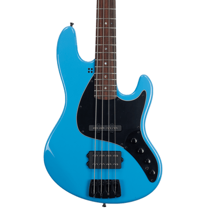 Sandberg California II / TM / Blacklabel PUs / 4-String 34" / Highgloss Marley Blue / Alder Body / Pau Ferro FB / Varied Dot Inlays / Black Head Stock / Black Hardware / Active 2-EQ / Split Switch / Black Pickguard - 8.4 pounds SN 50009