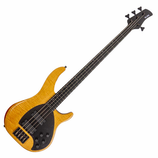 KLOS Apollo Custom 4 – Chambered Mahogany body – Sandstorm figured maple top – Carbon Fiber neck construction – 7.2 pounds