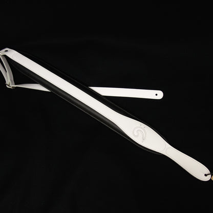 LM Products S-Clef Bass Guitar Strap 3" wide - Inlayed Bass Clef - White on Black / White Clef Inlay