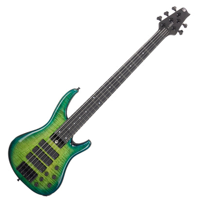 G.Gould E3 Studio 5 string bass - Premium Figured Maple top - Gorgeous Blue-Green burst finish - Graphite Composite Neck - New 3 pick-up w/ emg mixer - 9.35 pounds - #1548