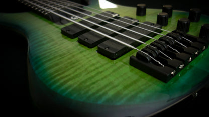 G.Gould E3 Studio 5 string bass - Premium Figured Maple top - Gorgeous Blue-Green burst finish - Graphite Composite Neck - New 3 pick-up w/ emg mixer - 9.35 pounds - #1548