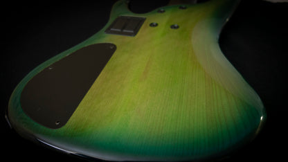 G.Gould E3 Studio 5 string bass - Premium Figured Maple top - Gorgeous Blue-Green burst finish - Graphite Composite Neck - New 3 pick-up w/ emg mixer - 9.35 pounds - #1548
