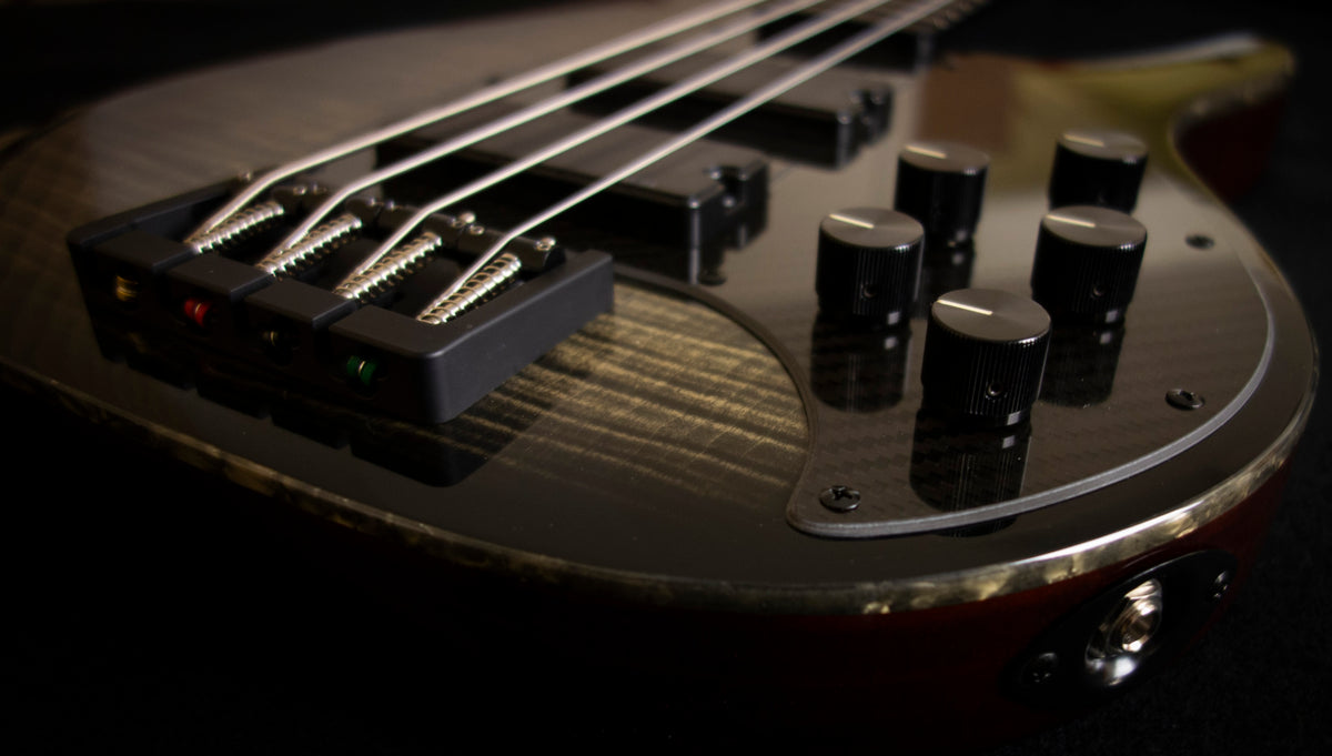 KLOS Apollo IV Custom Bass - Mahogany body / Figured Maple top - Black Transparent Finish - Carbon Fiber neck - 9.0 pounds