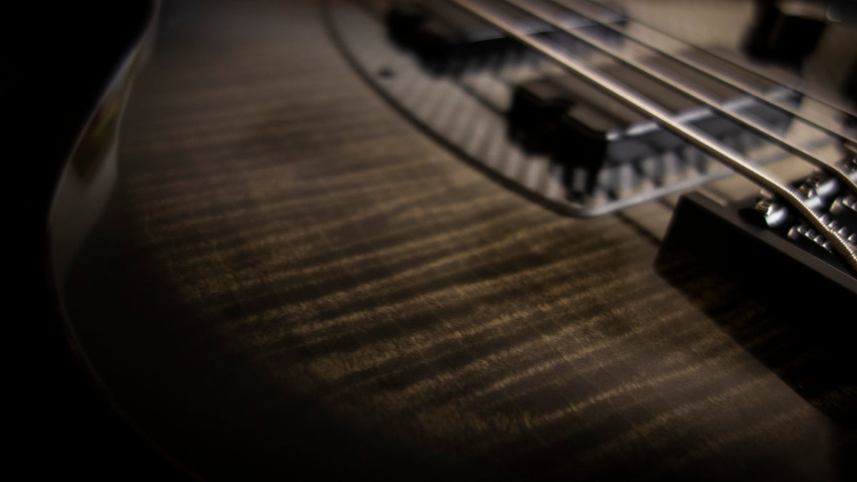 KLOS Apollo IV Custom Bass - Mahogany body / Figured Maple top - Black Transparent Finish - Carbon Fiber neck - 9.0 pounds