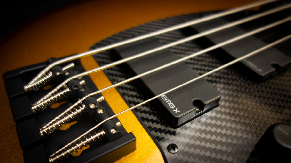 KLOS Apollo IV Custom Bass - Mahogany body / Gold Finish - Carbon Fiber neck -  NEW! 3 band EMG EQ & Pick up system - 8.1 pounds