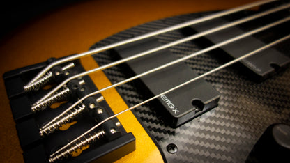 KLOS Apollo IV Custom Bass - Mahogany body / Gold Finish - Carbon Fiber neck -  NEW! 3 band EMG EQ & Pick up system - 8.1 pounds