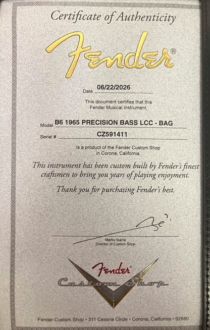Fender Custom Shop 1965 Precision Bass® DLX Closet Classic, Blue Agave -   8.85 pounds - CZ591411