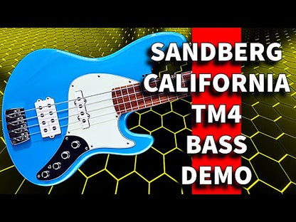 Sandberg California II / TM / Blacklabel PUs / 4-String 34" / Highgloss Marley Blue / Alder Body / Pau Ferro FB / Varied Dot Inlays / Black Head Stock / Black Hardware / Active 2-EQ / Split Switch / Black Pickguard - 8.4 pounds SN 50009