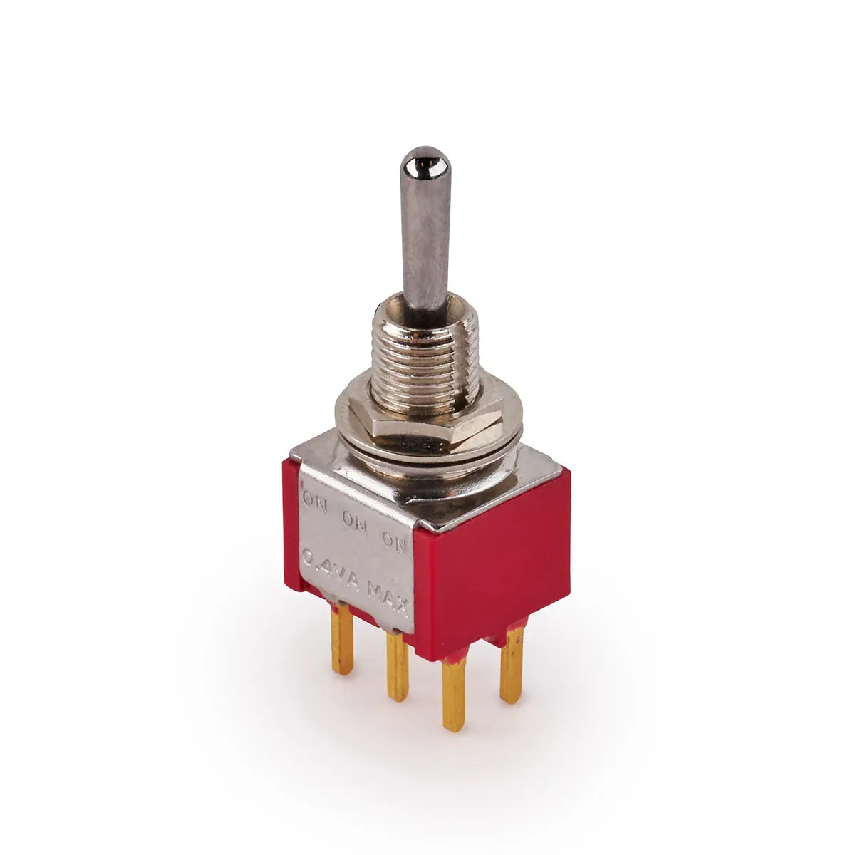 MEC Mini Toggle Switch, Long, Print, ON/ON/ON, DP3T - Chrome